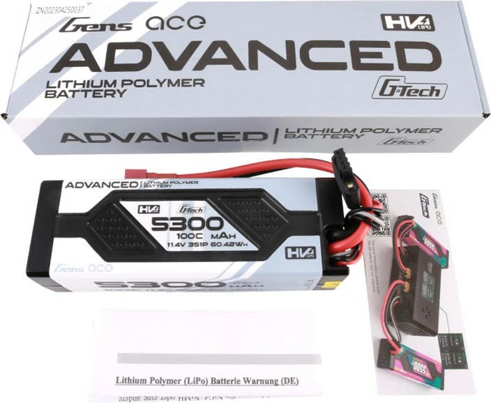 Bateri LiPo Gens ace GEA533S100DGT 5300mAh 11.4V 100C me kasë të fortë dhe Deans plug