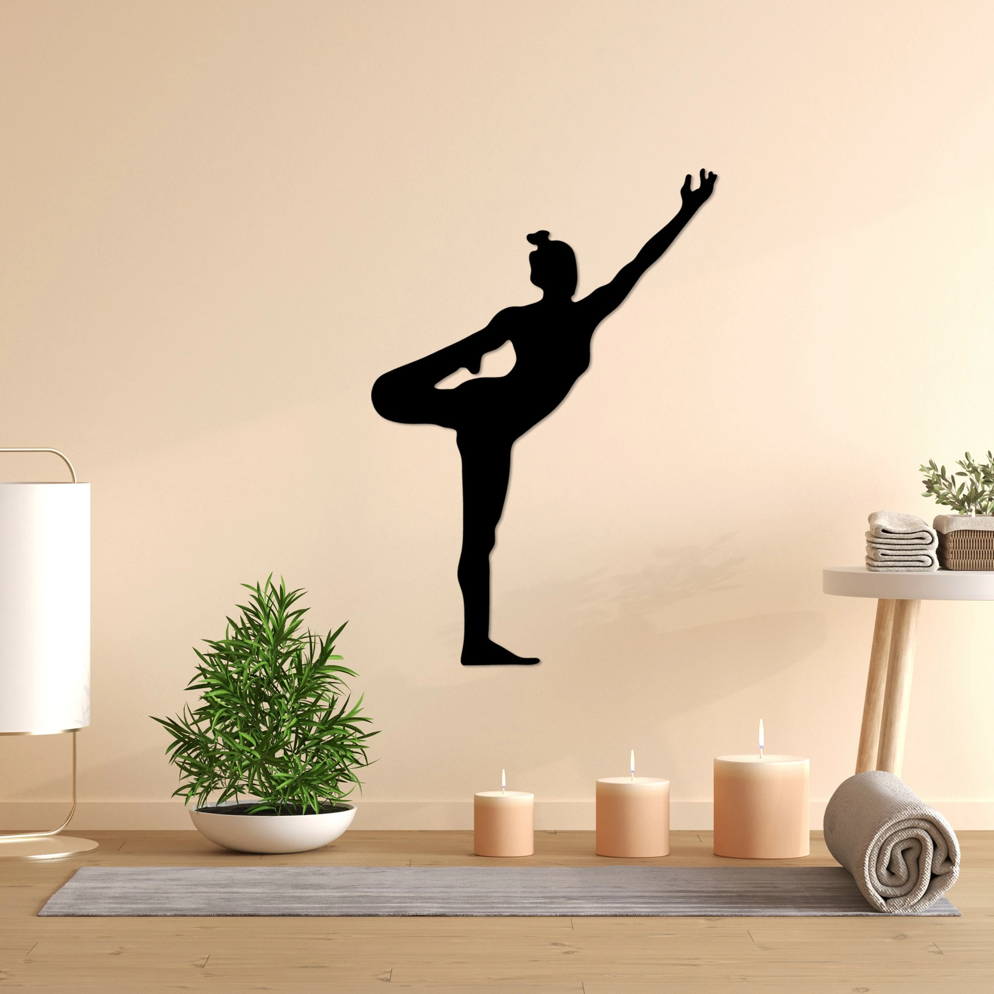 Aksesor dekorativ metalik për mur, Wallity Yoga 19, ngjyrë e zezë, 42x60cm