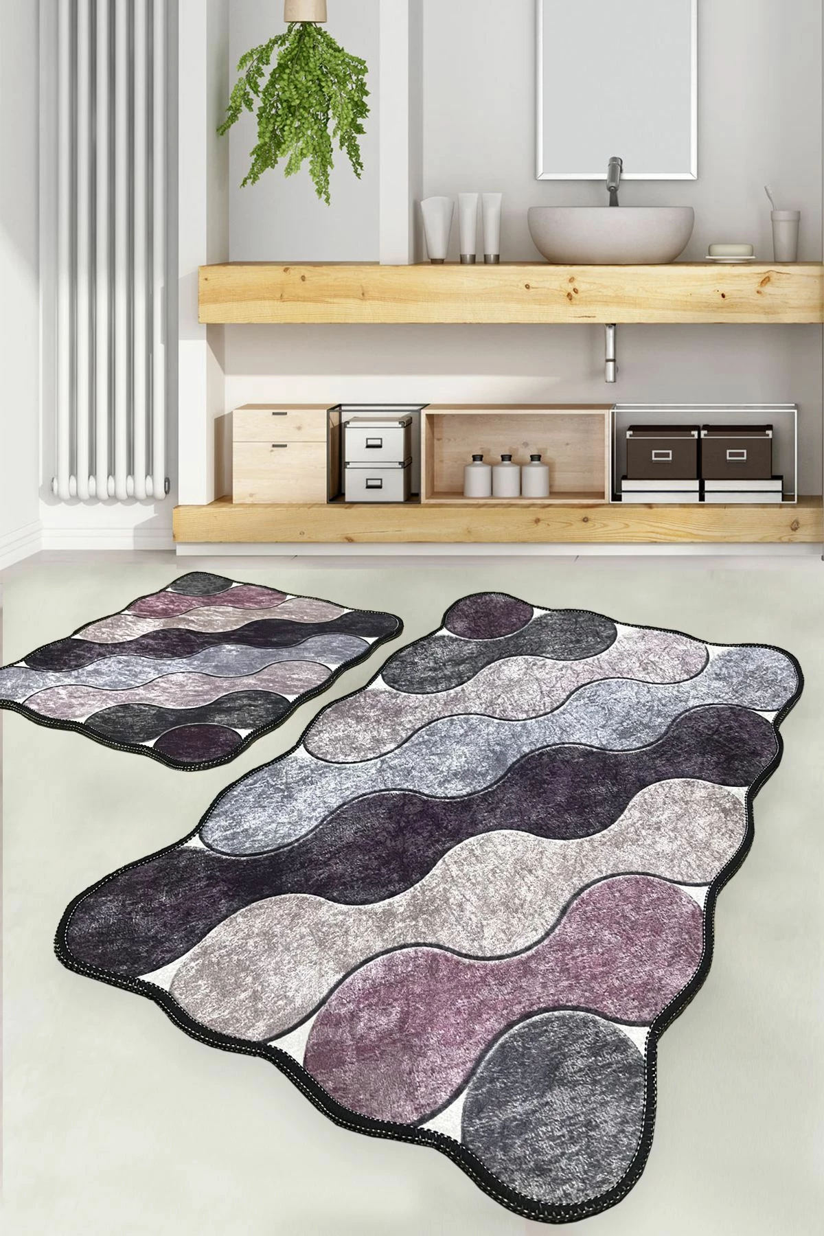 Set tapetash për banjo (2 copë), Mijölnir, rrethore, ngjyrë vjollcë