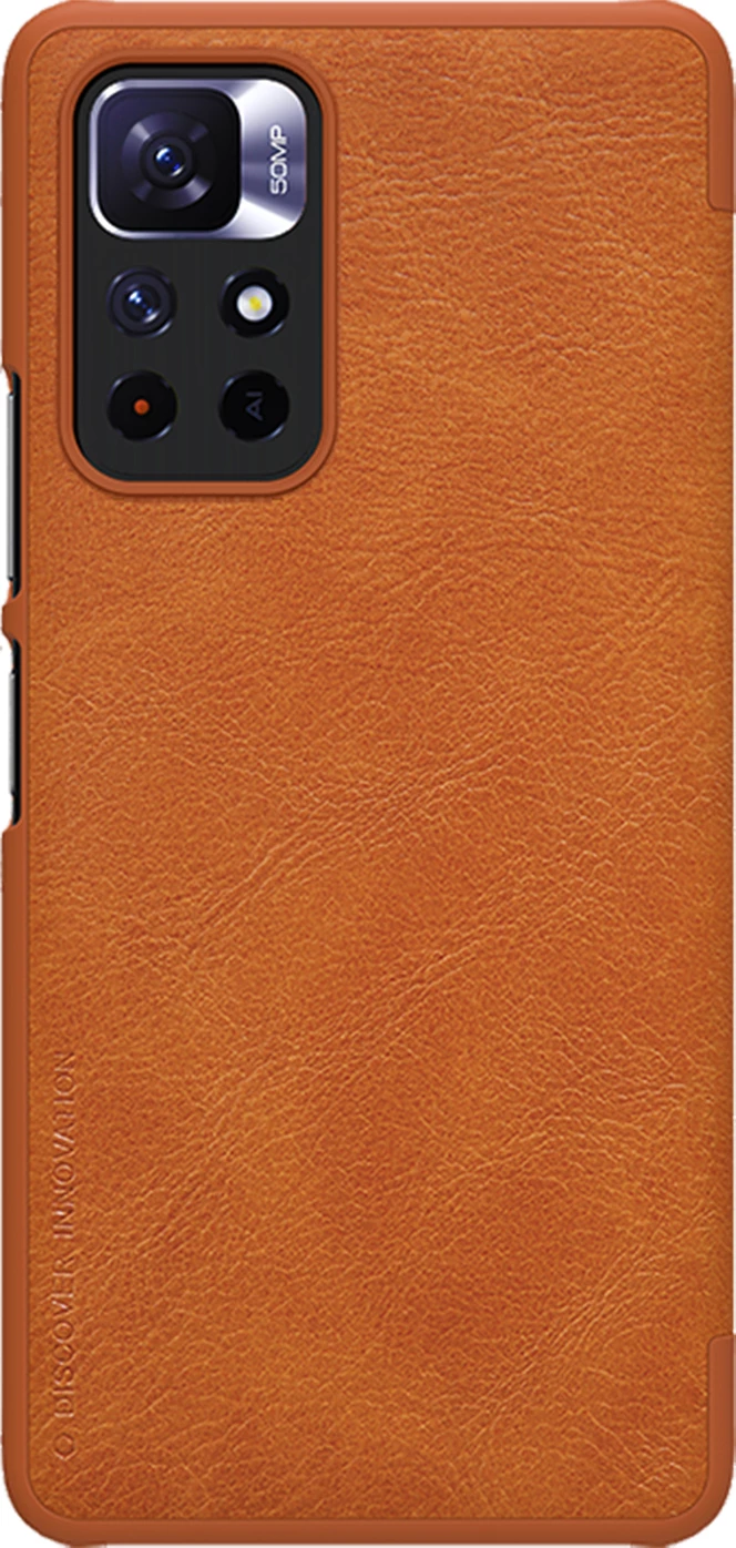 Mbështjellës Nillkin Qin Case për Xiaomi Redmi Note 11T 5G / Note 11S 5G / Note 11 5G (China) / Poco M4 Pro 5G, kafe