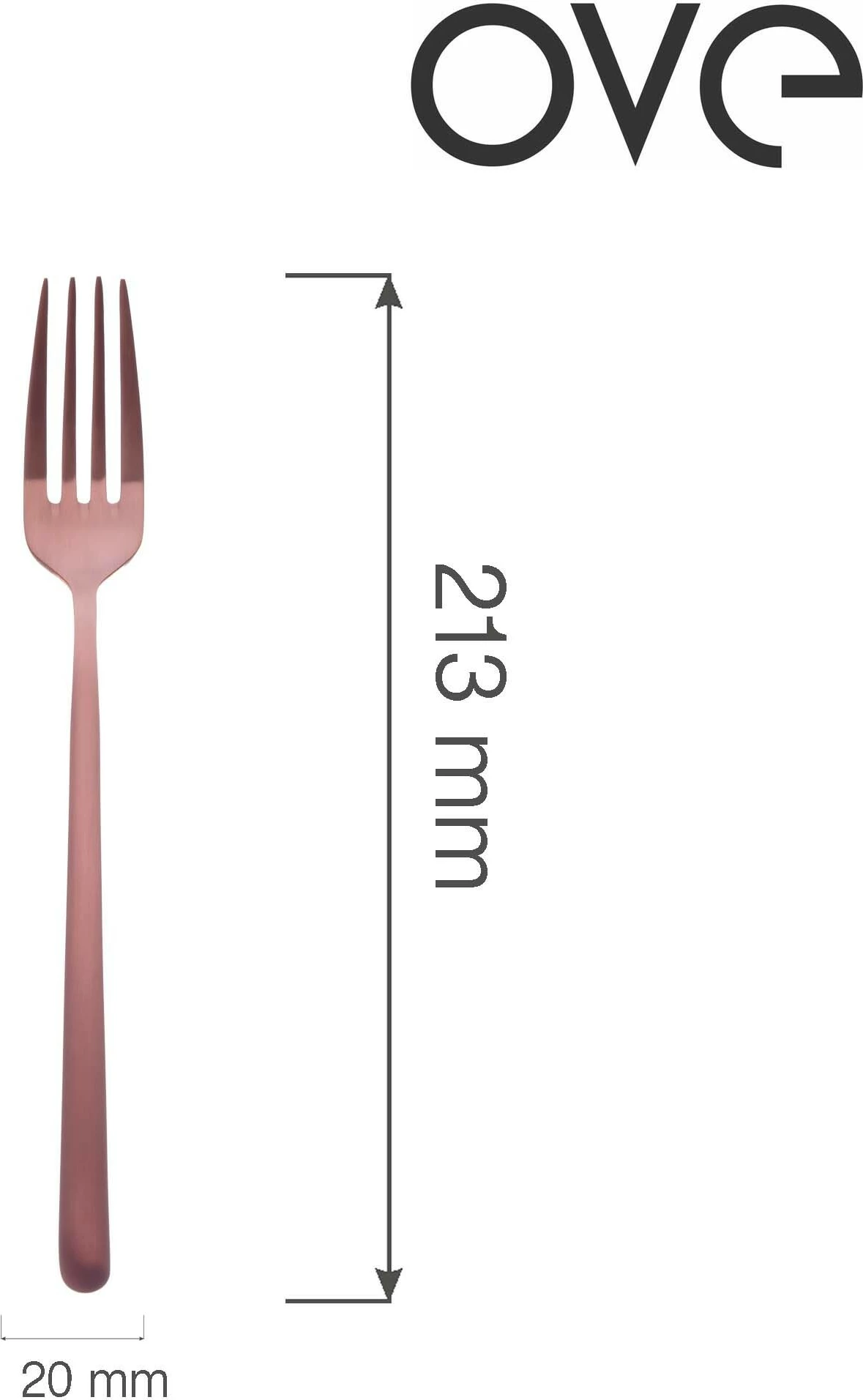 Pirun tavoline OVE Amarone Bronze 213 mm, inox 18/10, PVD, trashësi 4 mm, bronz/kupër, set 12 copë