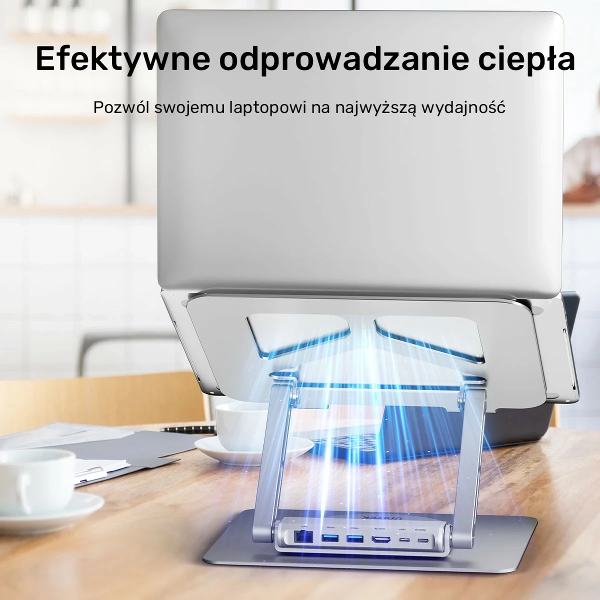 Podstavek për laptop Unitek USB-C HDMI 4K PD 100W, ngjyrë argjendi
