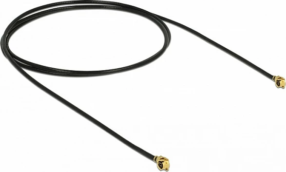 Kabllo antene RF DeLOCK 89611, MHF (I-PEX) këndore në të dy anët, 0.5 m, 50Ω, zi/ari