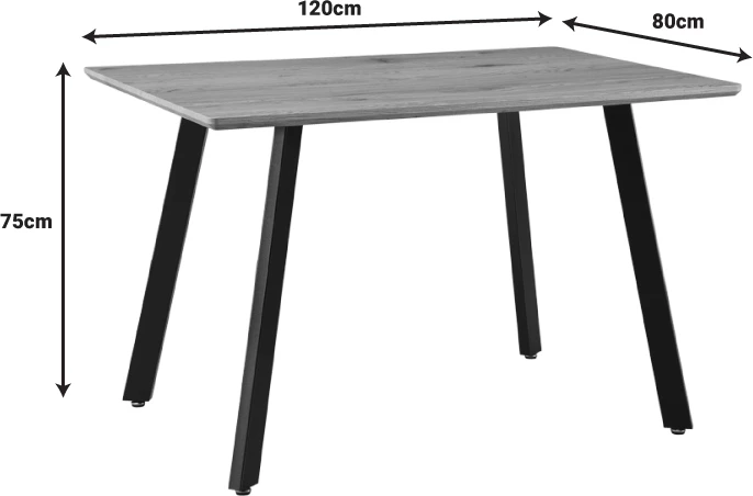Tavolinë me karrige Toafel MDF, ngjyrë natyrale, këmbë të zeza, 120x80x75cm