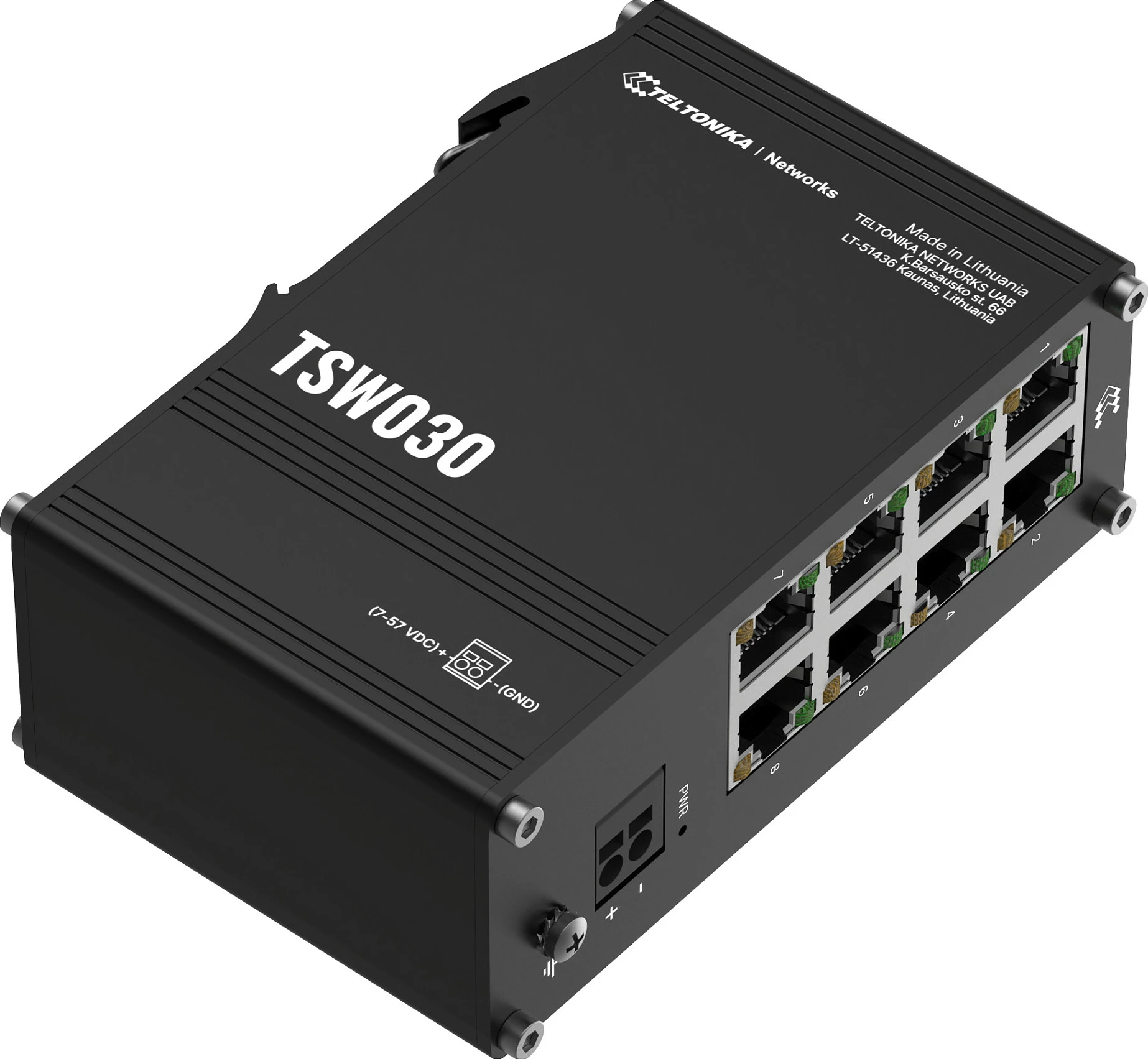 Switch Teltonika TSW030, 8x RJ45 10/100 Fast Ethernet, Unmanaged, DIN Rail, IP30, i zi