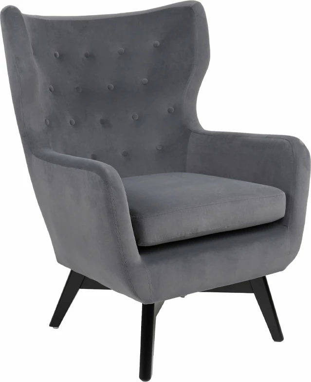 Fotelje MEGA, kadife gri e çelët, 75x83x103 cm