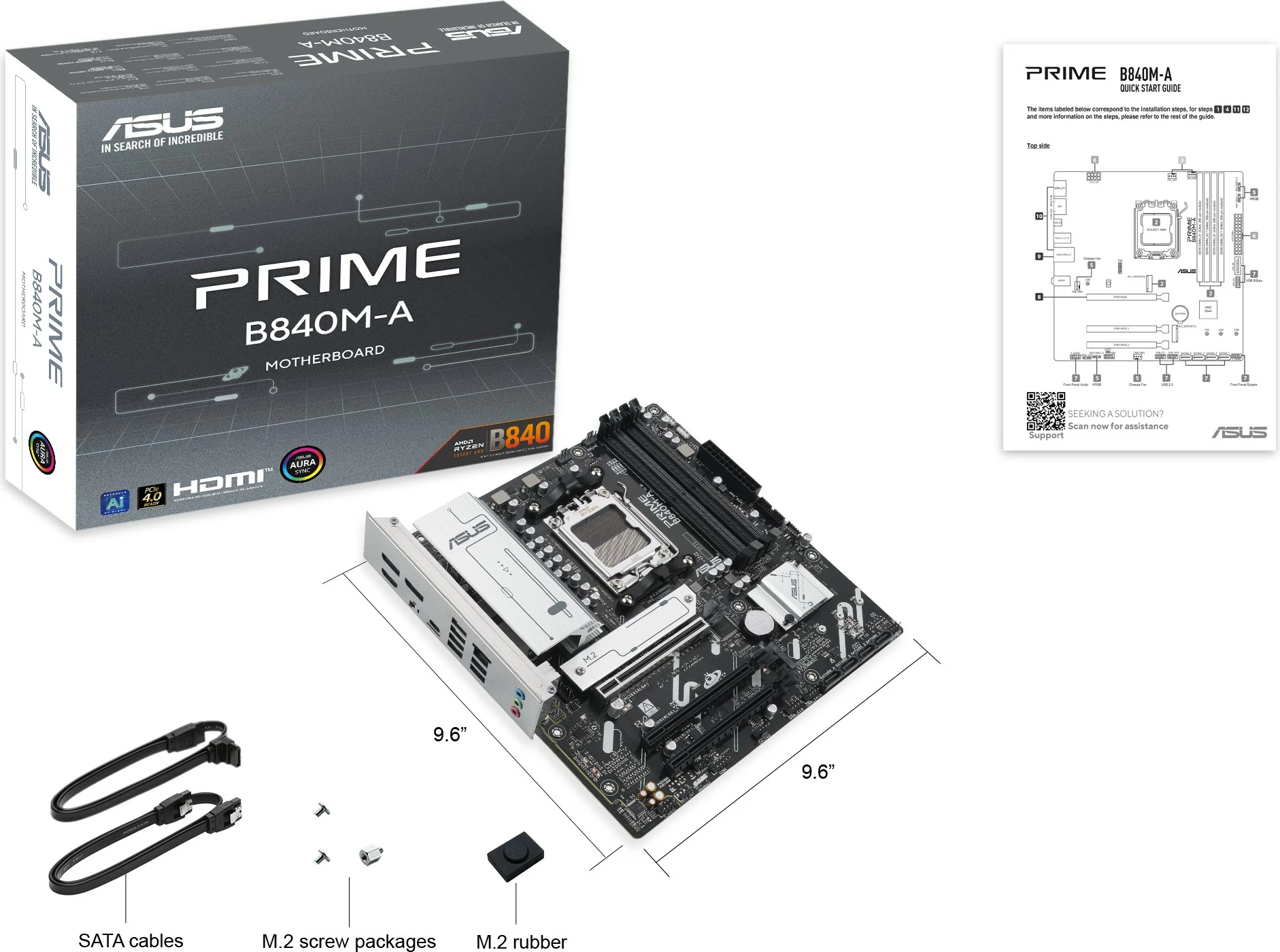 Pllakë amë ASUS PRIME B840M-A-CSM, Socket AM5, DDR5, 192 GB