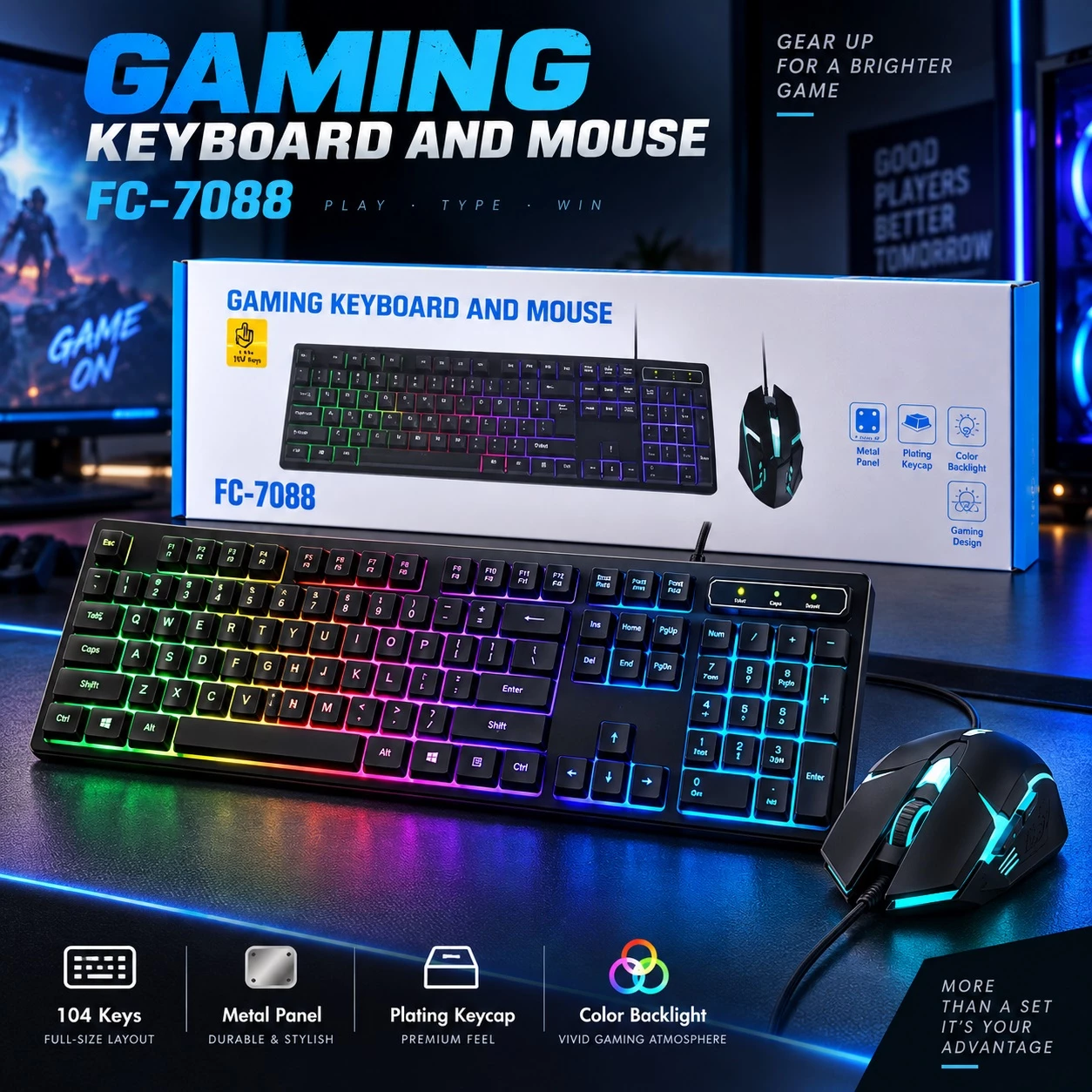 Set Gaming FC-7088 – Tastierë dhe Maus me Ndriçim Shumëngjyrësh