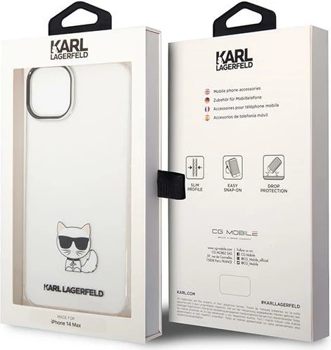 Mbështjellës Karl Lagerfeld KLHCP14MCTTR për iPhone 14 Plus 6.7", transparent Choupette Body