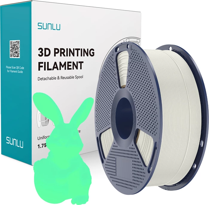 Filament PLA për printer 3D Sunlu PLA Glow W-G, 1.75mm, 1kg, glow-in-the-dark, bardhë-jeshile