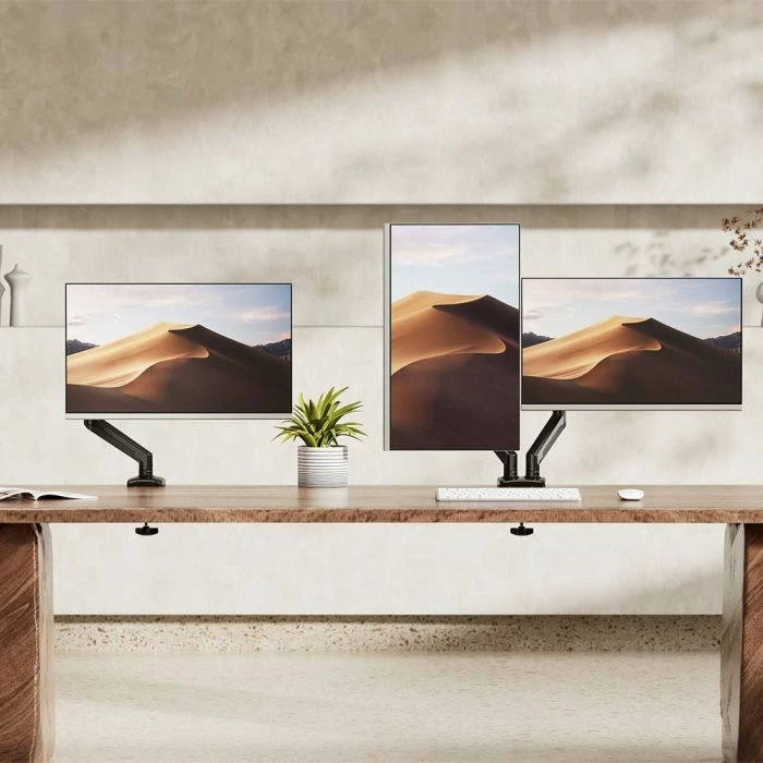 Mbajtës i dyfishtë për monitor VonHaus 3000915, gaz-spring, 10-32\", VESA 75x75/100x100, i zi