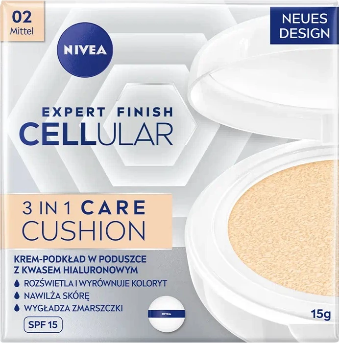 Fondatinë Nivea Expert Finish Cellular 3in1 Care Cushion SPF15 02 Medium 15ml