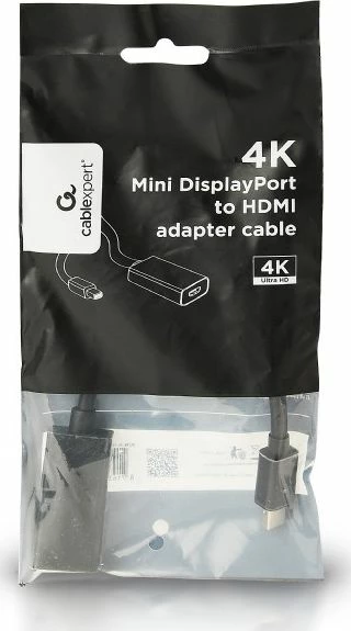 Adapter Mini DisplayPort në HDMI Gembird A-MDPM-HDMIF4K-01, 4K@30Hz, i zi