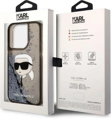 Mbështjellës Karl Lagerfeld KLHCP14LLNKHCK për iPhone 14 Pro 6.1", Glitter, i zi