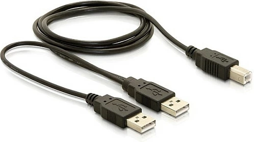 Kabllo USB 2.0 Y DeLOCK, 2x USB-A në USB-B, 1 m, 480 Mbps, e zezë