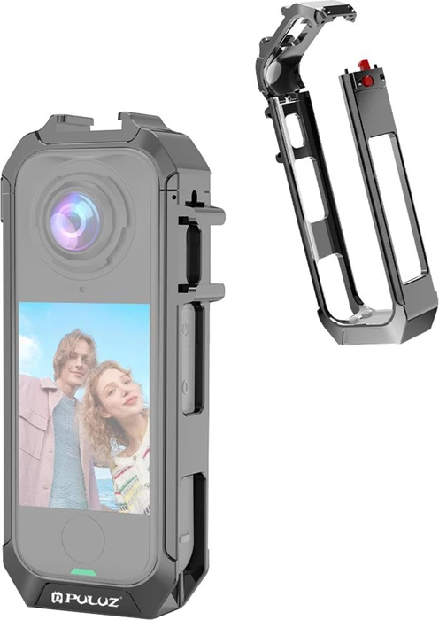 kasë mbrojtëse metalike Puluz PU1063H për Insta360 X4 Air, bazë magnetike, fileto 1/4", 2 cold shoe, gri