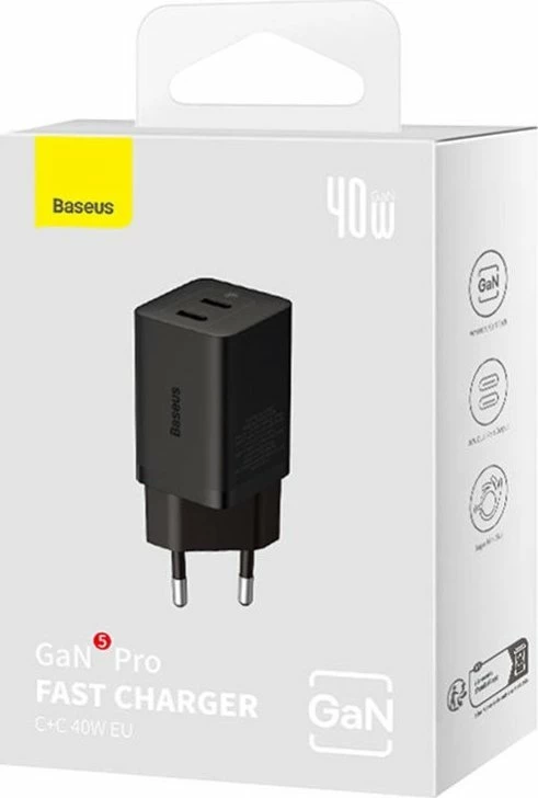 Karikues Baseus GaN5 CCGP180101 40W, 2x USB-C, 3A, i zi