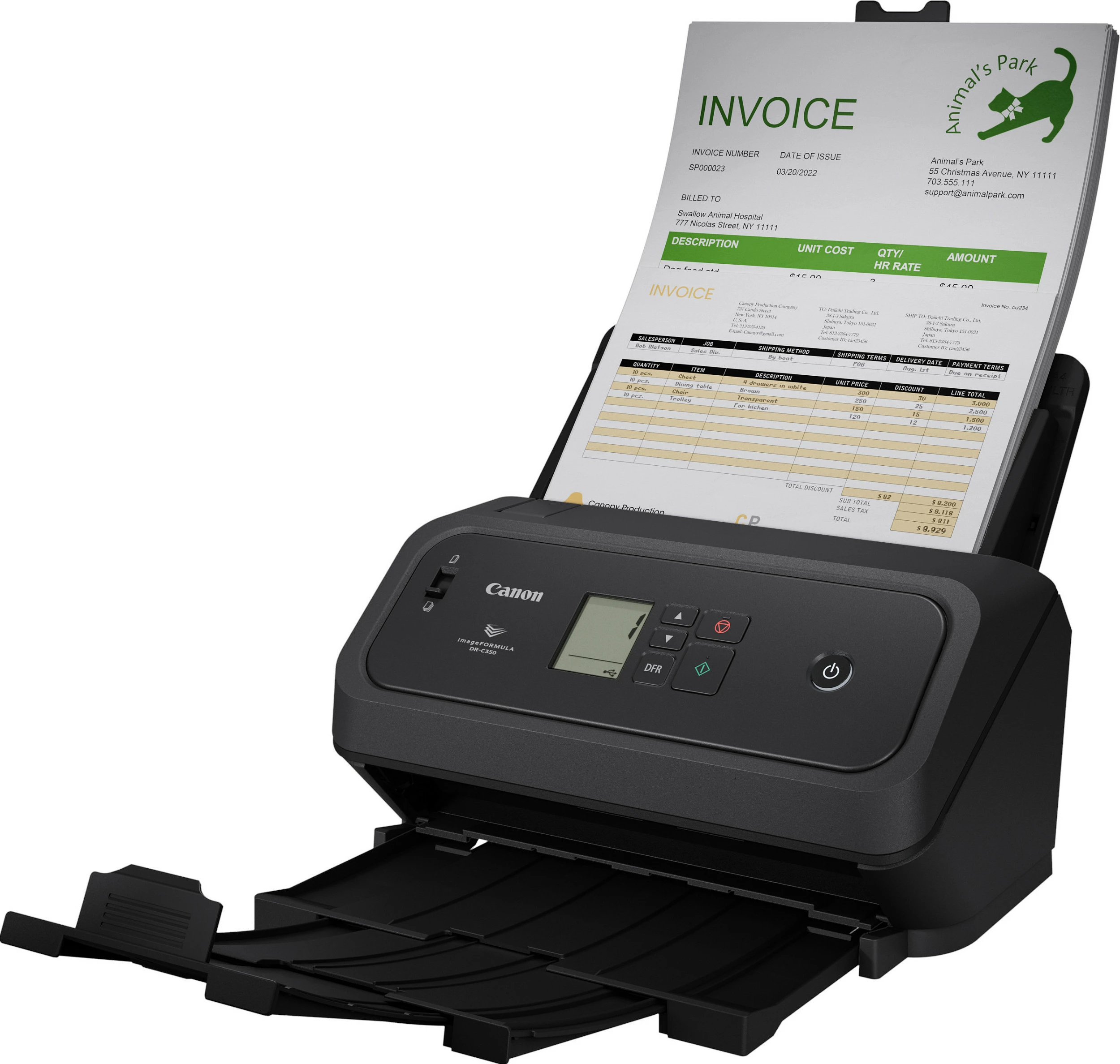Skaner desktop Canon imageFORMULA DR-C340, A4, ADF, Duplex, 600 x 600 DPI, Ethernet, i zi