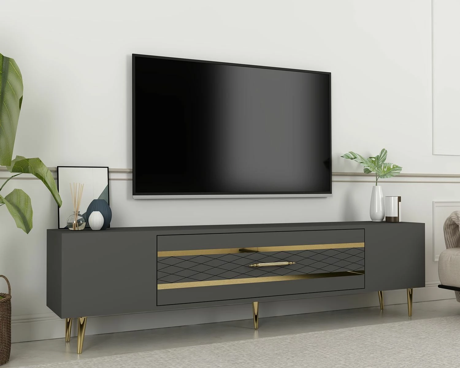 Komodë TV Skye Decor, anthracite, ari, Dekolp2