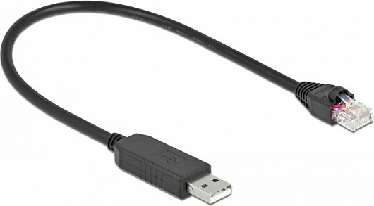 Kabllo konsolë DeLOCK USB-A në RS-232 RJ45, 0.25 m, e zezë