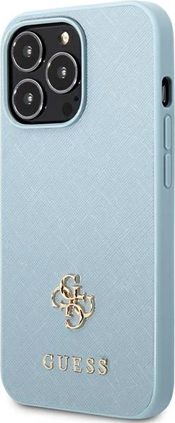 Mbështjellës Guess Saffiano 4G Small Metal Logo për iPhone 13 Pro Max, kaltër