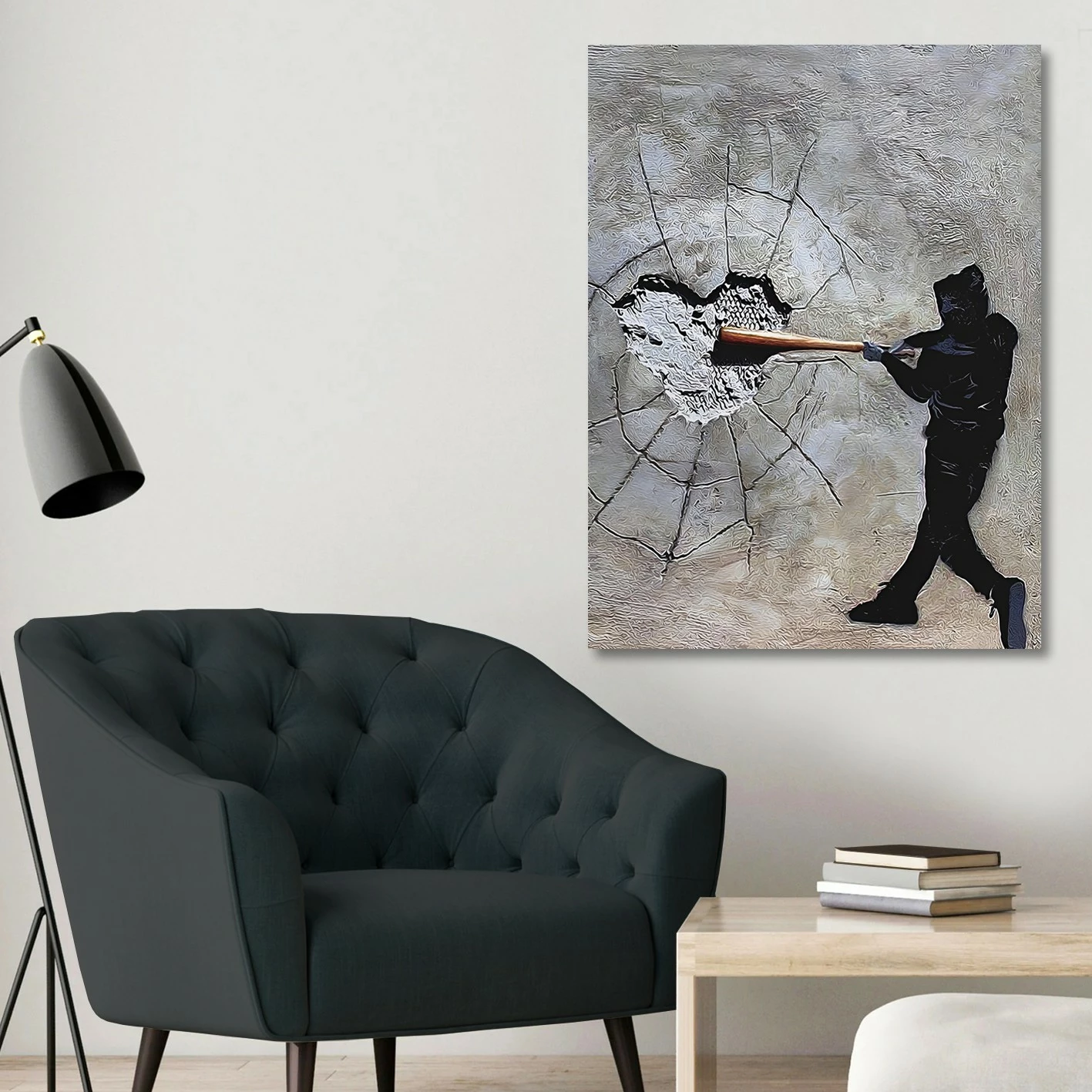 Pikturë dekorative në kanavacë, shumëngjyrëshe, kornizë druri, Banksy, 50x70cm