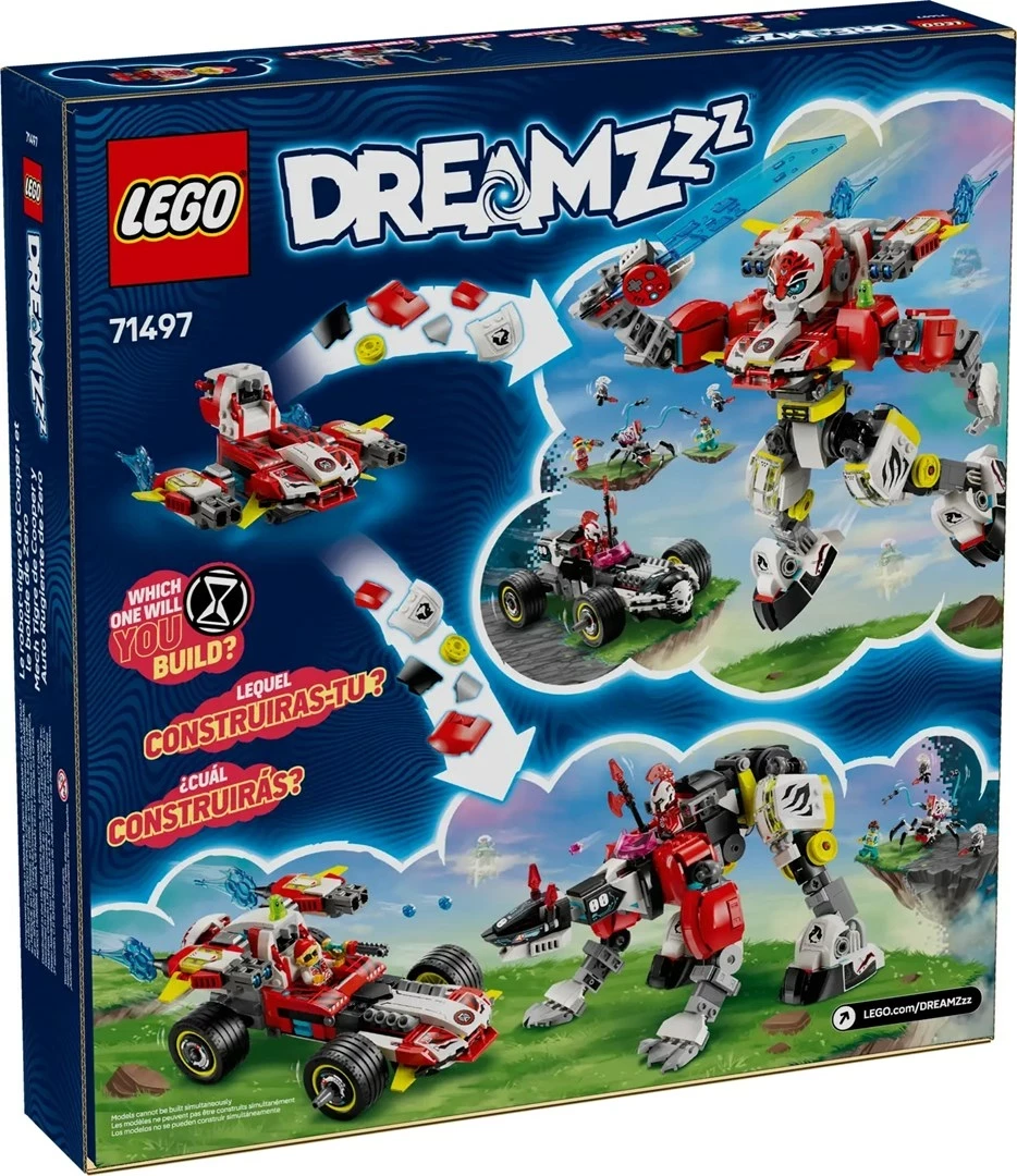Set LEGO DREAMZZZ 71497, Tiger Mech dhe Hot Rod Car, 1006 pjesë