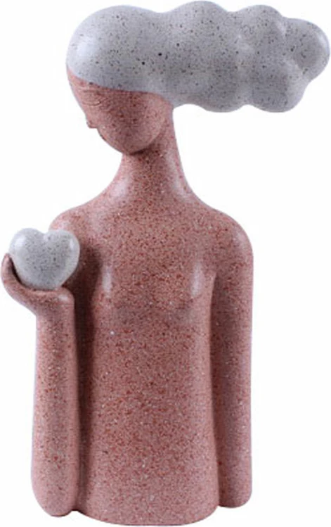 Figurë dekorative CHEVEU PINK 2, polirezine, terrakotë-gri, 16x7x29cm