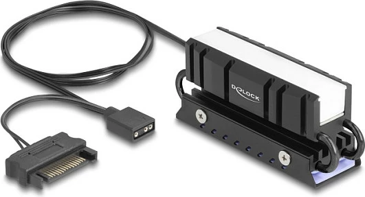Ftohës për SSD M.2 DeLOCK 18460, alumini/bakër, ARGB 5V 3-pin, SATA, i zi