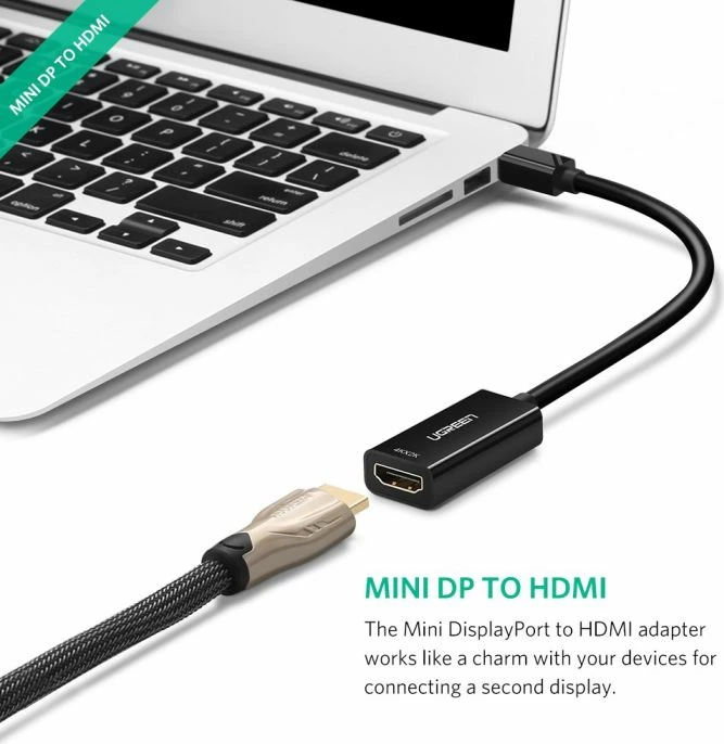Adapter Mini DisplayPort në HDMI UGREEN 40360 4K 30Hz, i zi, me kuti