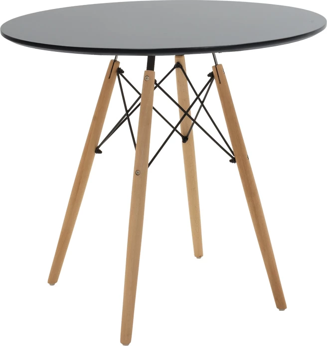 Tavolinë me karrige Julita-Caron, 5 pjesë, MDF, ngjyrë e zezë-natyrale, D80x76cm