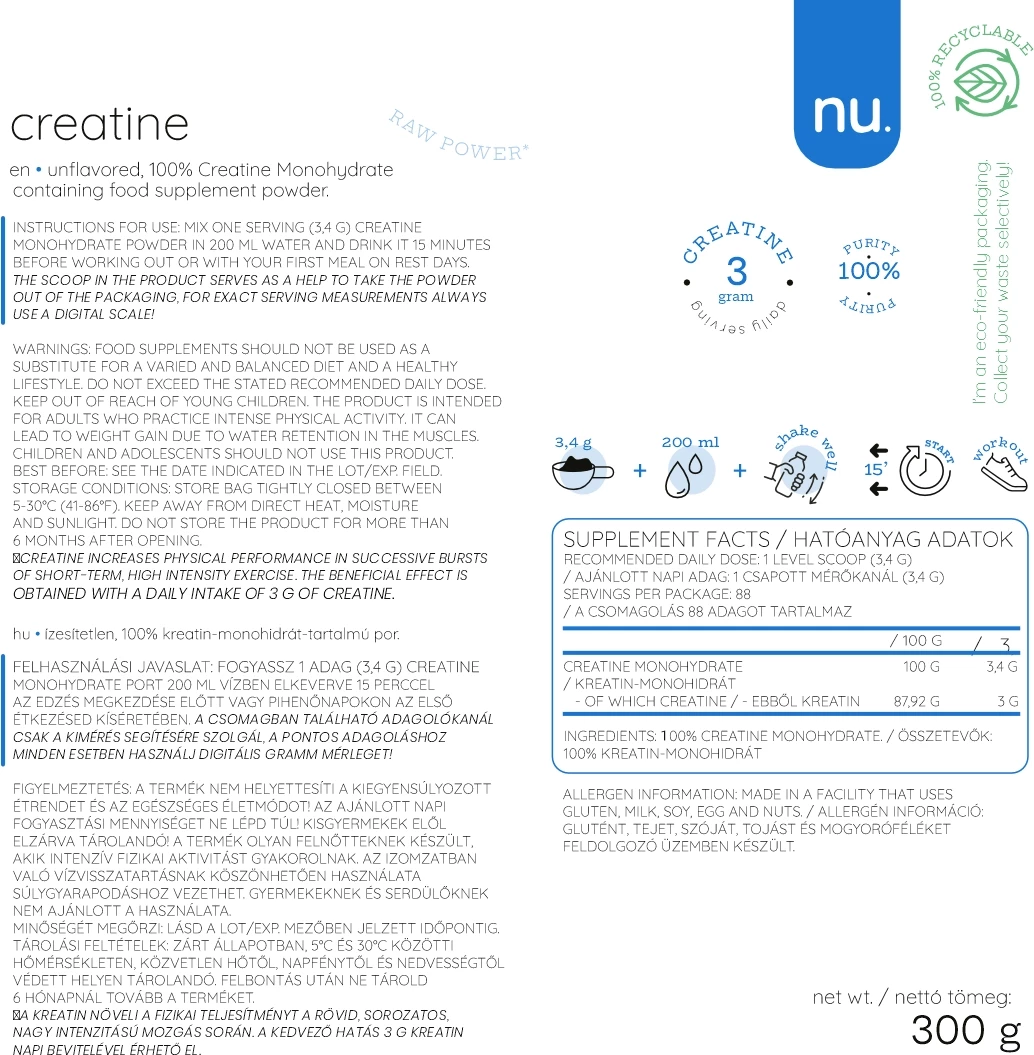 Creatine Monohydrate 300gr