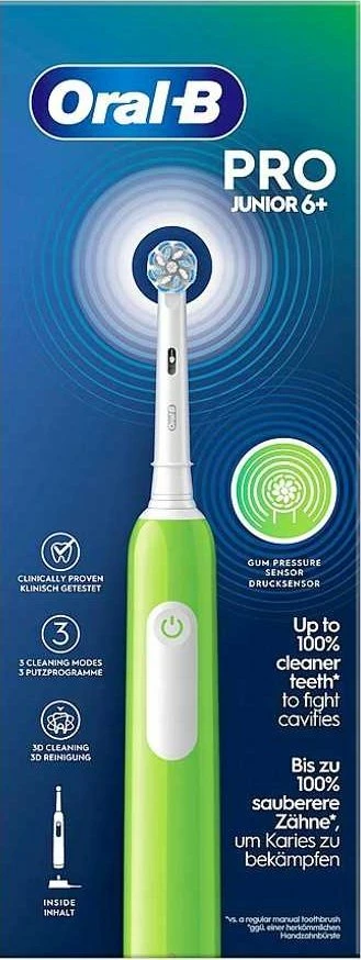 Furçë dhëmbësh elektrike Oral-B Junior Pro, 3 mënyra, sensor presioni, 1 kokë, e gjelbër