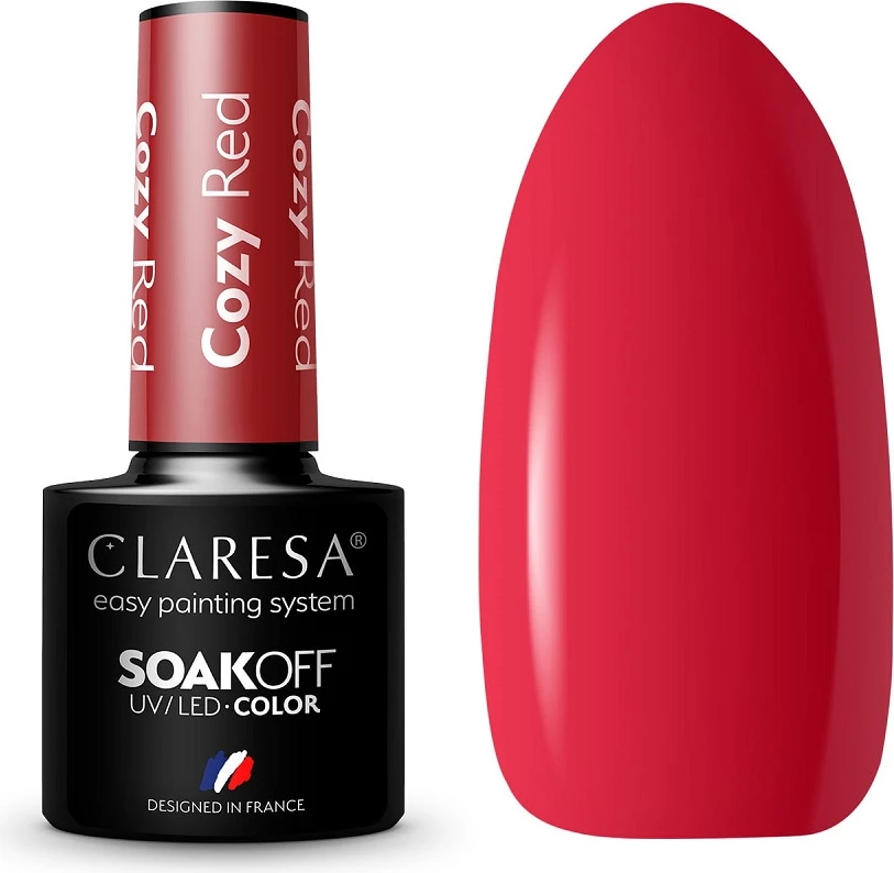 Llak për thonj Claresa Soak Off UV/LED Color Hybrid Cozy Red për femra 5g