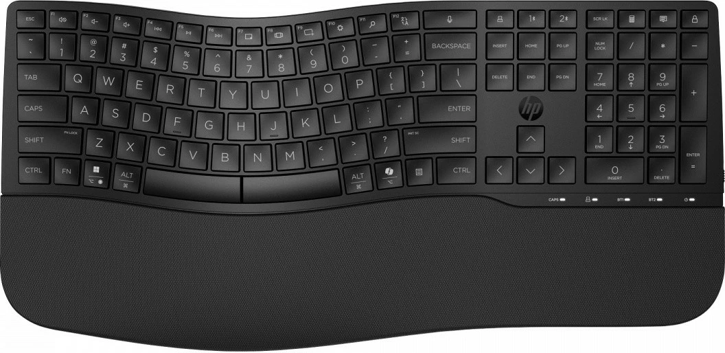 Tastierë HP 680 Comfort Dual-Mode, Bluetooth/USB, QWERTY US, wireless, me mbështetëse për kyçe, e zezë