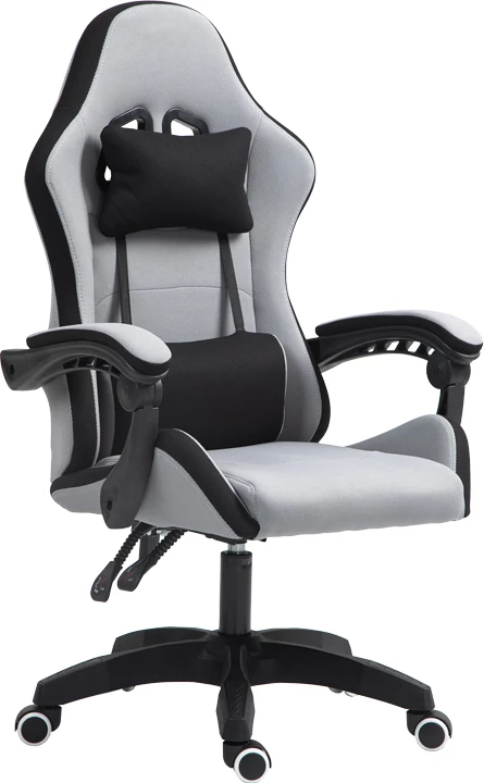 Karrige për zyre gaming Gline, ngjyrë zezë-gri, pëlhurë, pp zezë, 60x59x118cm