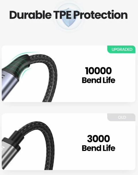 Kabllo Lightning në USB-A UGREEN 60162, 1.5 m, e thurur, MFi, USB 2.0, bardhë-argjend, në kuti