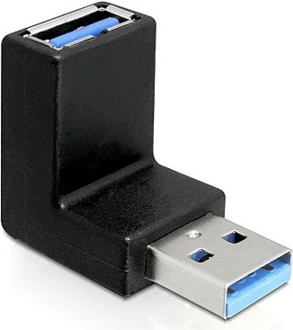 Adapter USB DeLOCK USB 3.0 mashkull në femër, 5 Gbit/s, kënd 90°, i zi