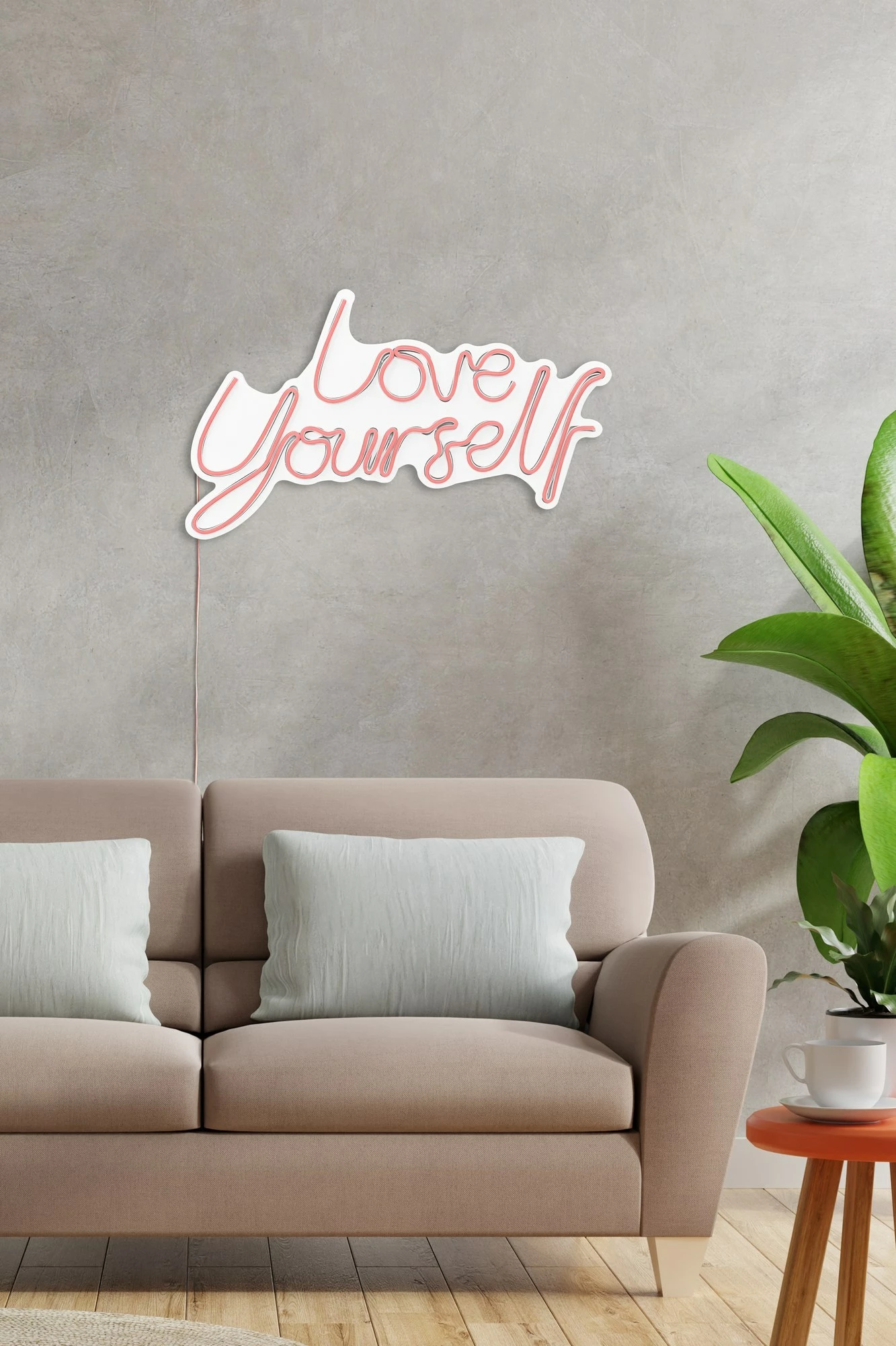 Dritë dekorative LED, plastikë, 'Love Yourself', ngjyrë rozë