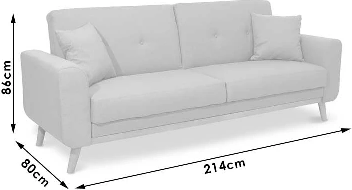 Divan 2 ulëse shtrat Carmelo, stof, bezhë-gri, 214x80x86 cm