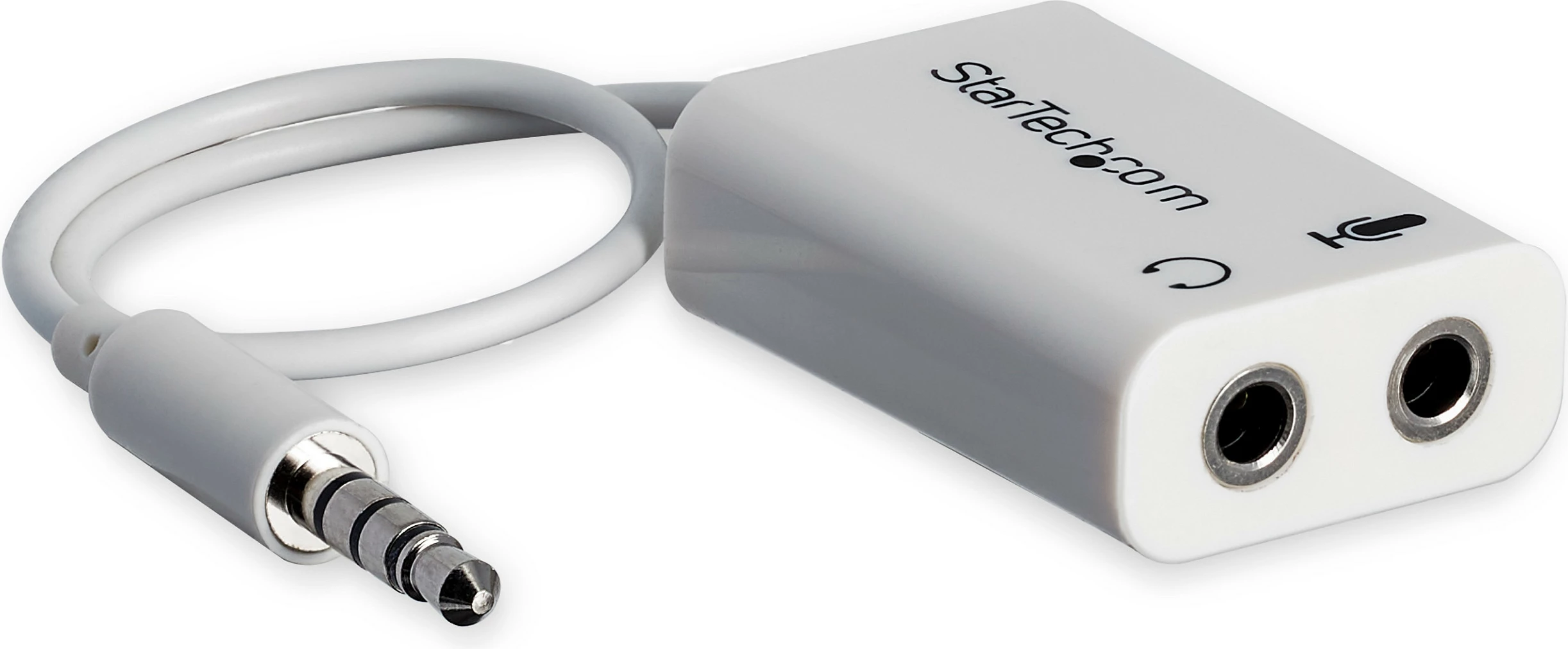 Adapter audio StarTech MUYHSMFFADW, 3.5mm TRRS në 2x 3.5mm (kufje + mikrofon), 15cm, i bardhë
