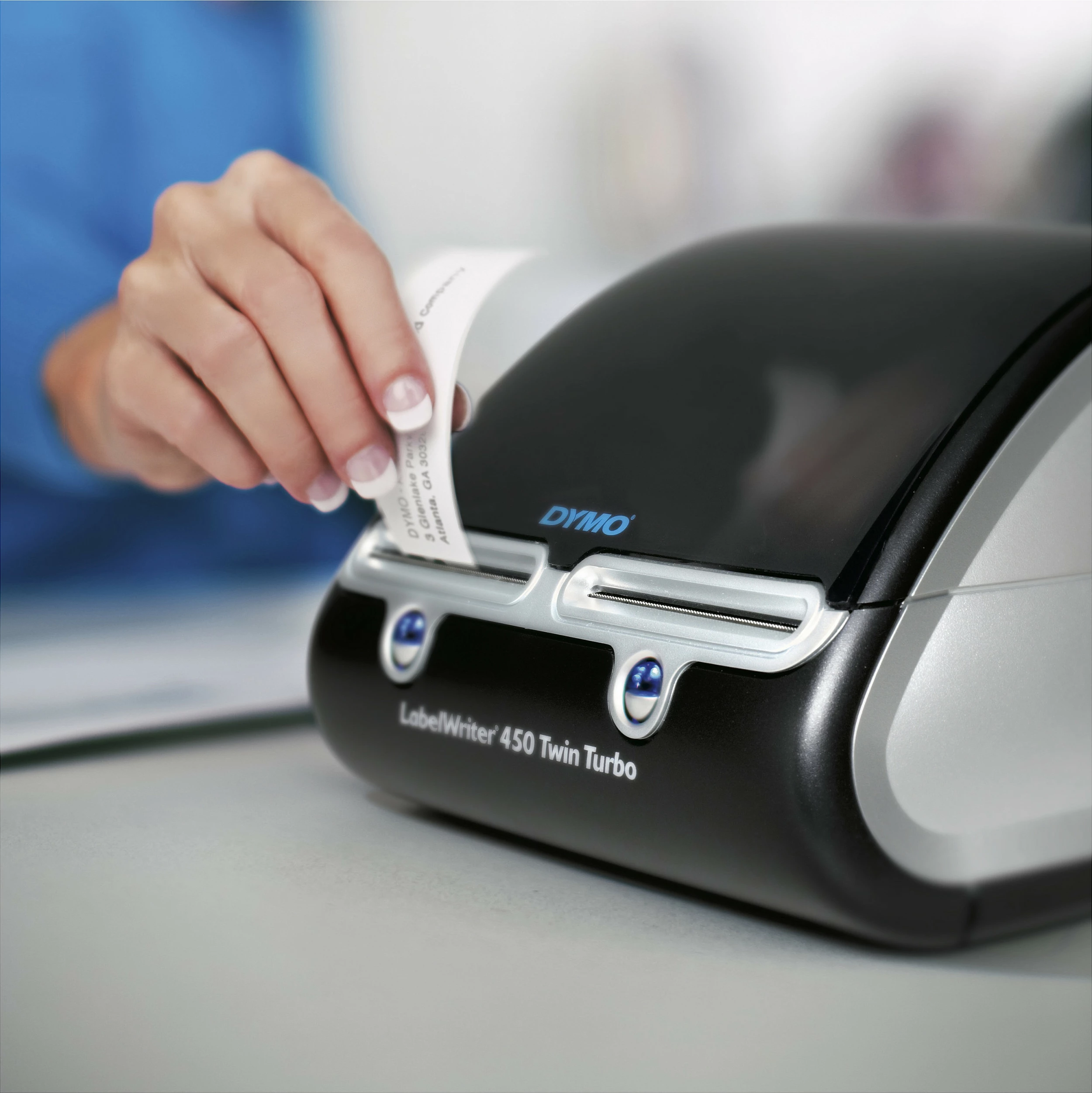 Printer etiketash Dymo LabelWriter 450 Twin Turbo, direct thermal, 600x300 DPI, zi/argjend