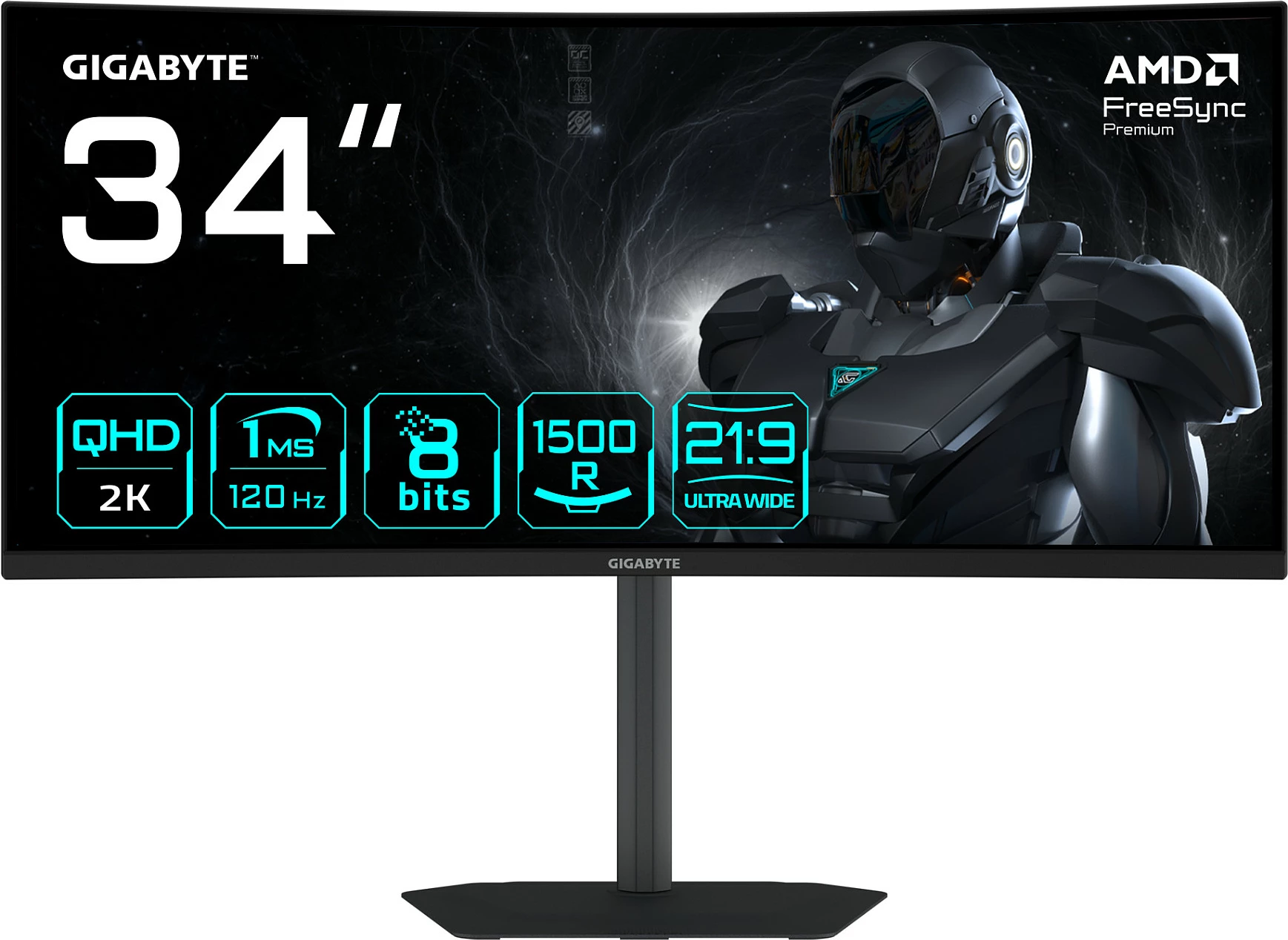Monitor gaming i lakuar Gigabyte GS34WQCA, 34", 3440x1440, 120Hz, 1ms, FreeSync Premium, i zi