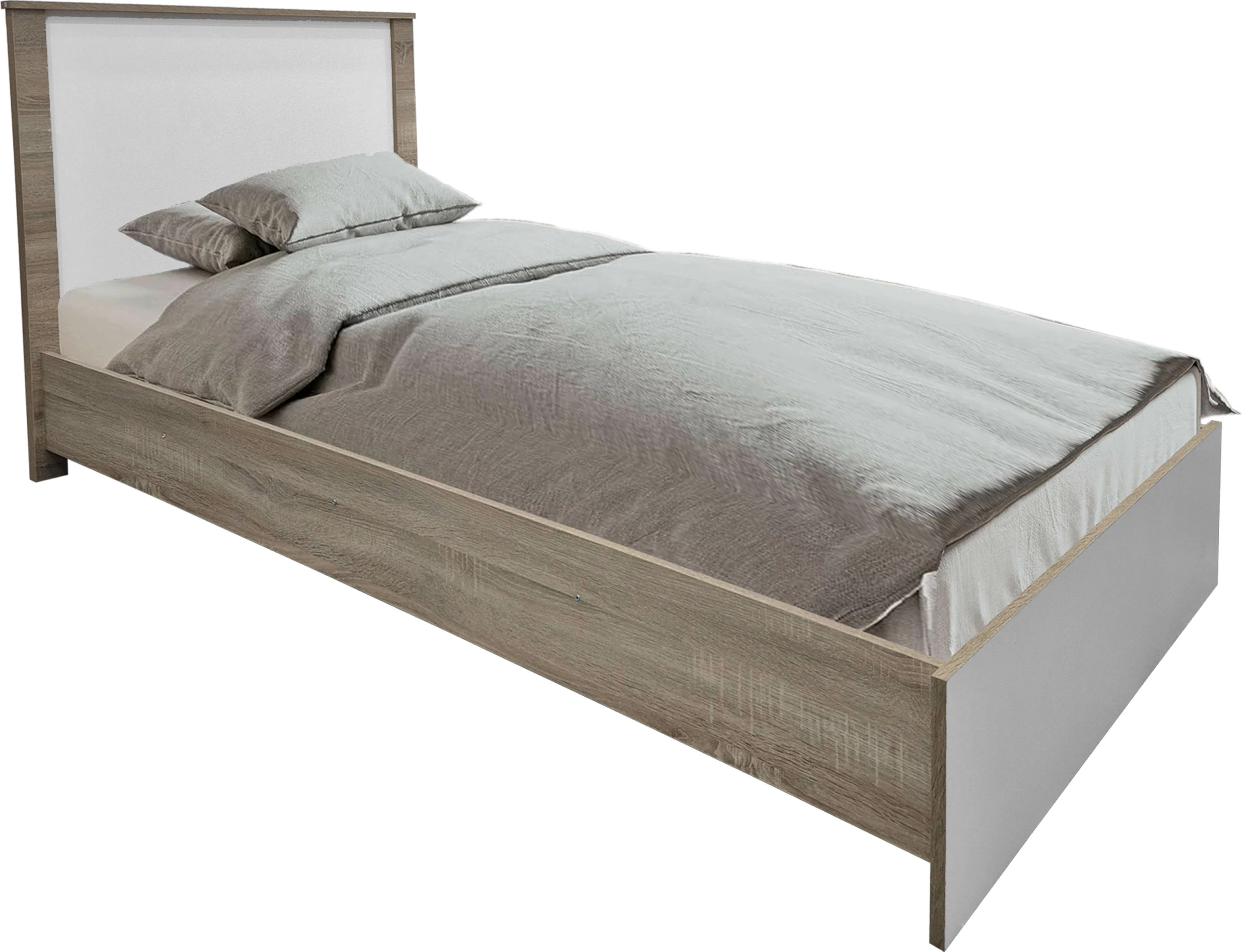 Set dhome gjumi Athos, sonoma e bardhë, krevat 90x190cm, set 2 copë