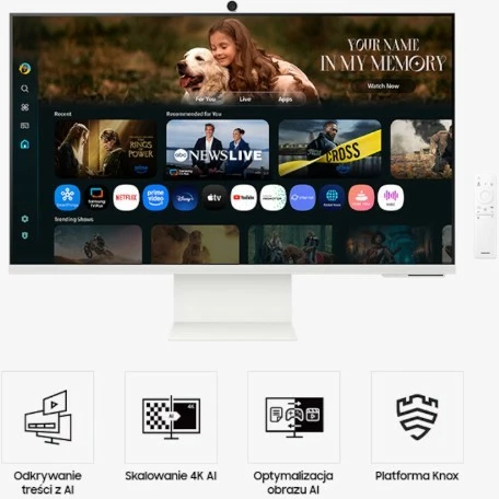 Monitor smart Samsung Smart Monitor M8 LS32FM801UUXDU 32\" 4K UHD VA 60Hz, i bardhë