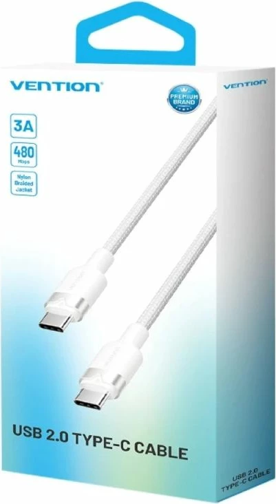 Kabëll USB-C në USB-C Vention, i bardhë