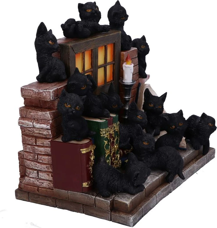 Figurinë dekorative mace NEMESIS NOW The Witches Litter, rezinë, e pikturuar me dorë, assorted, e zezë, 1 copë