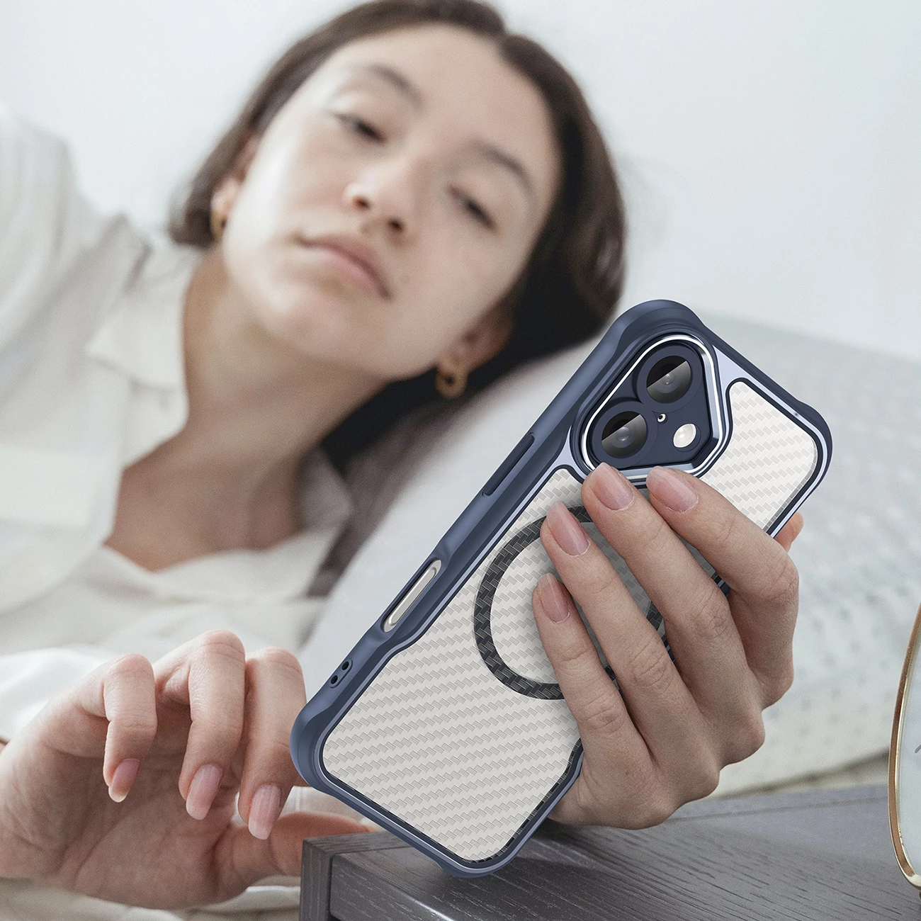 Mbështjellës silikoni Hurtel Leading Series MagSafe për iPhone 16, Kaltër