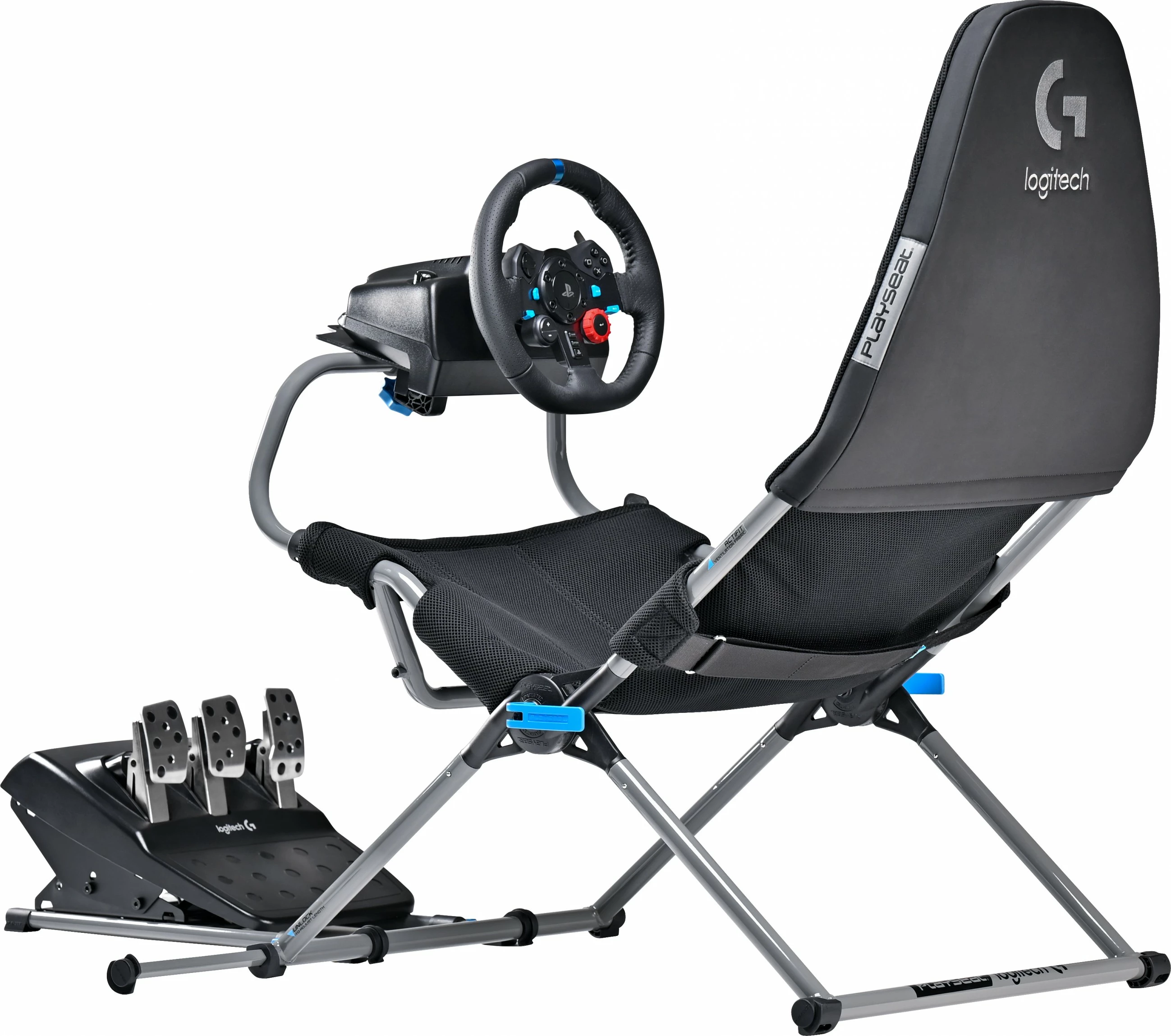 Karrige lojërash Playseat Challenge X Logitech G Edition, për konzolë, ngjyrë e zezë dhe gri