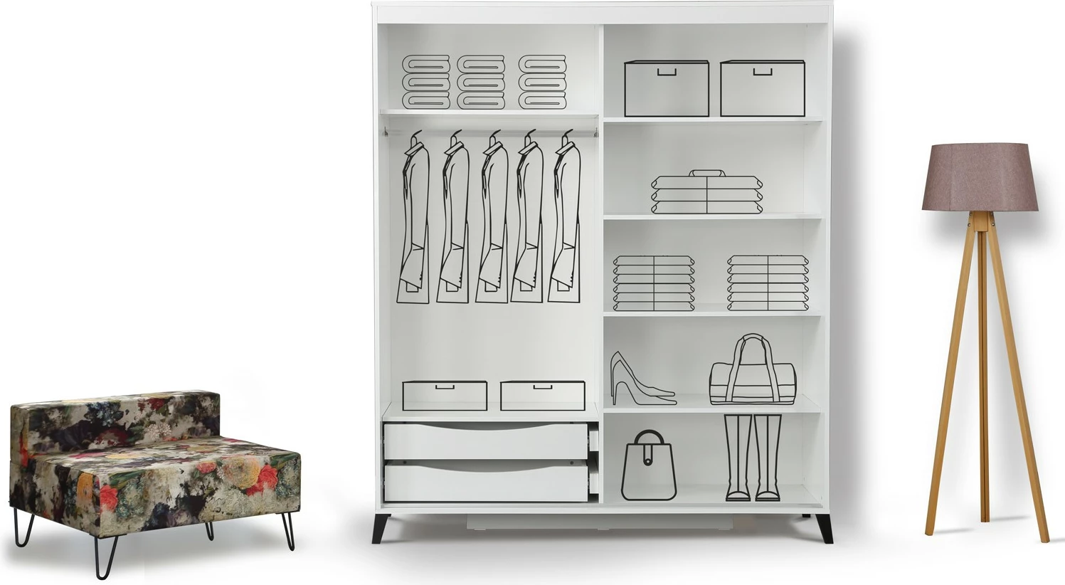 Dollap i bardhë Skye Decor, Pasific Home Fuga 180, me pasqyrë